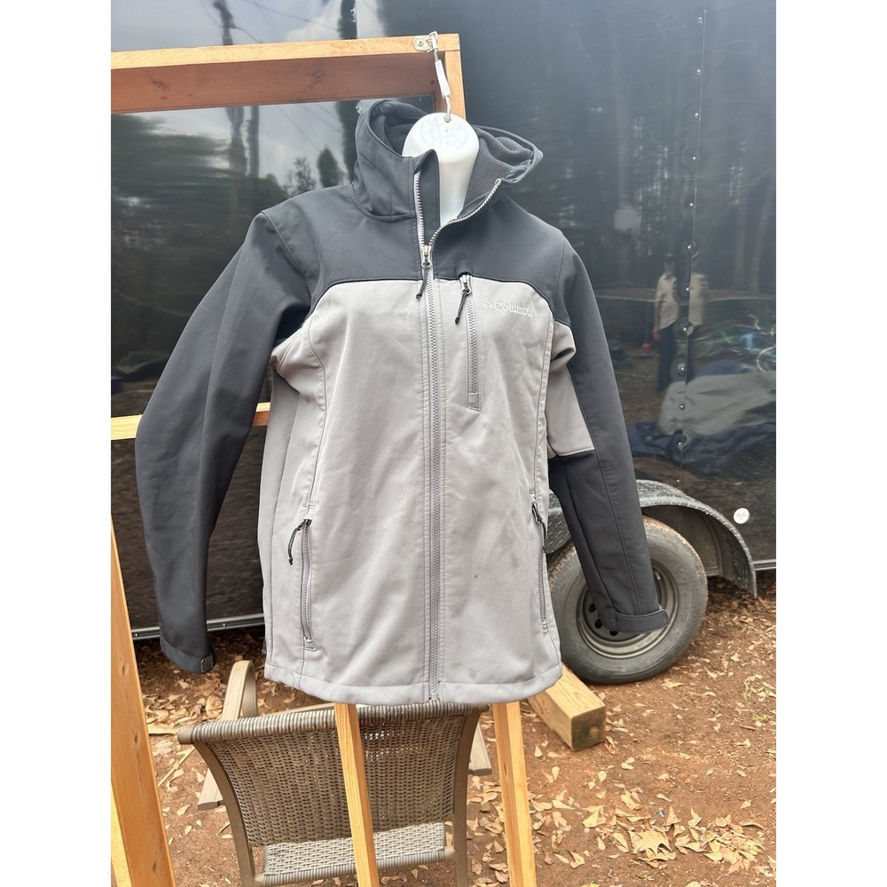 Columbia Women's Softshell Jacket XS Gray Hooded Full Zip Fleece Lined